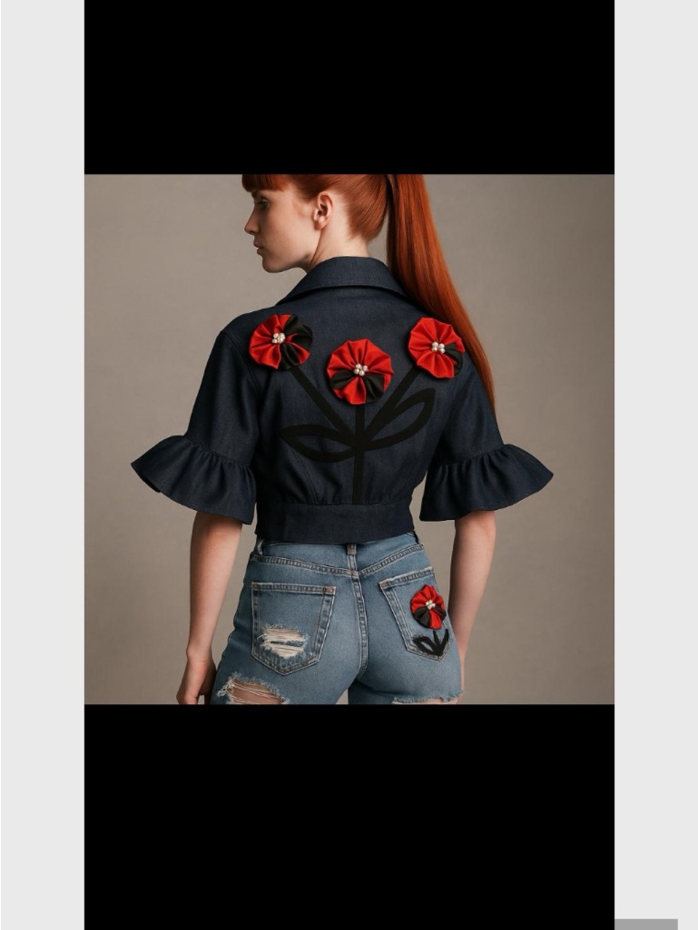 Navy Eyelet Tie-Front Jacket